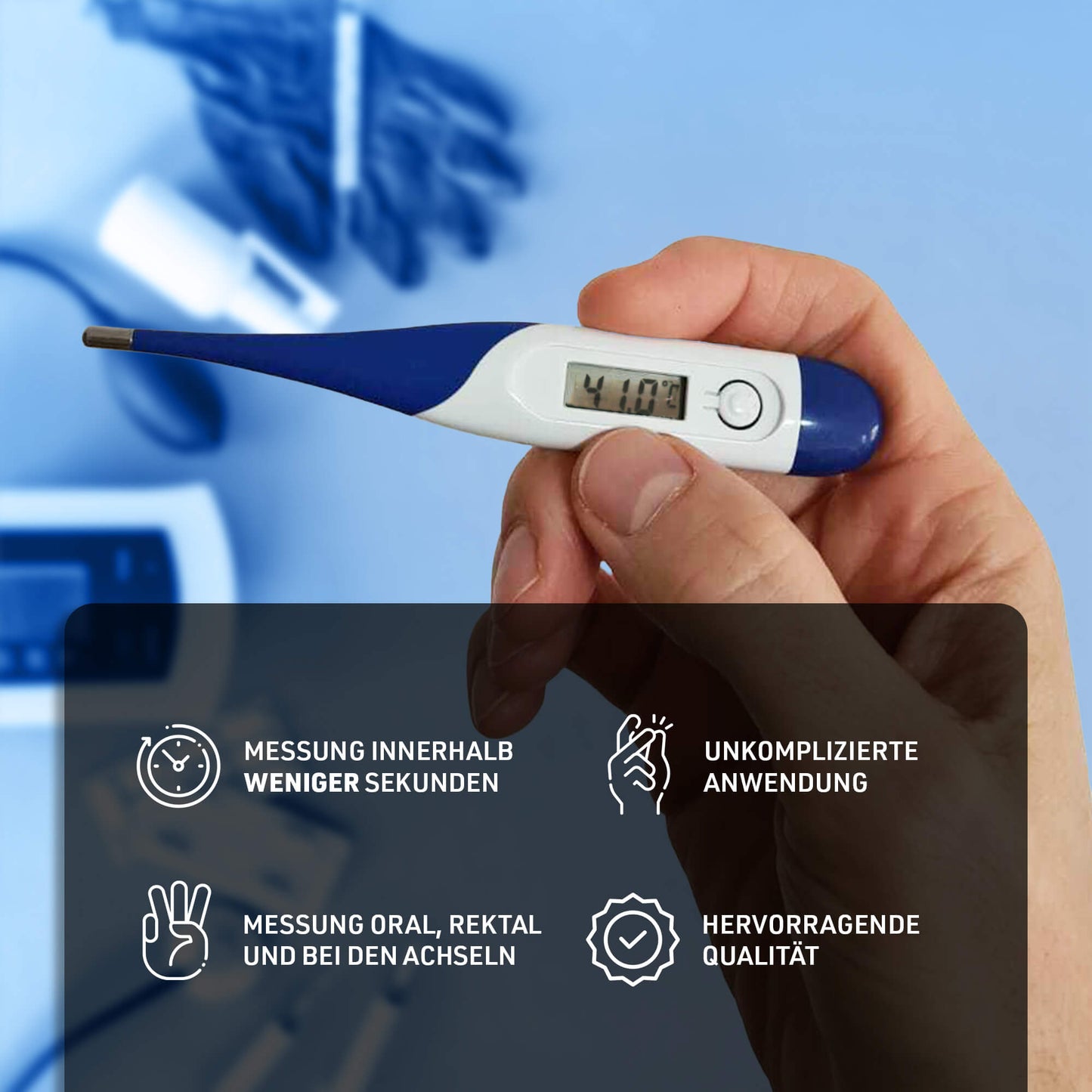 Digitales Fieberthermometer mit flexibler Spitze