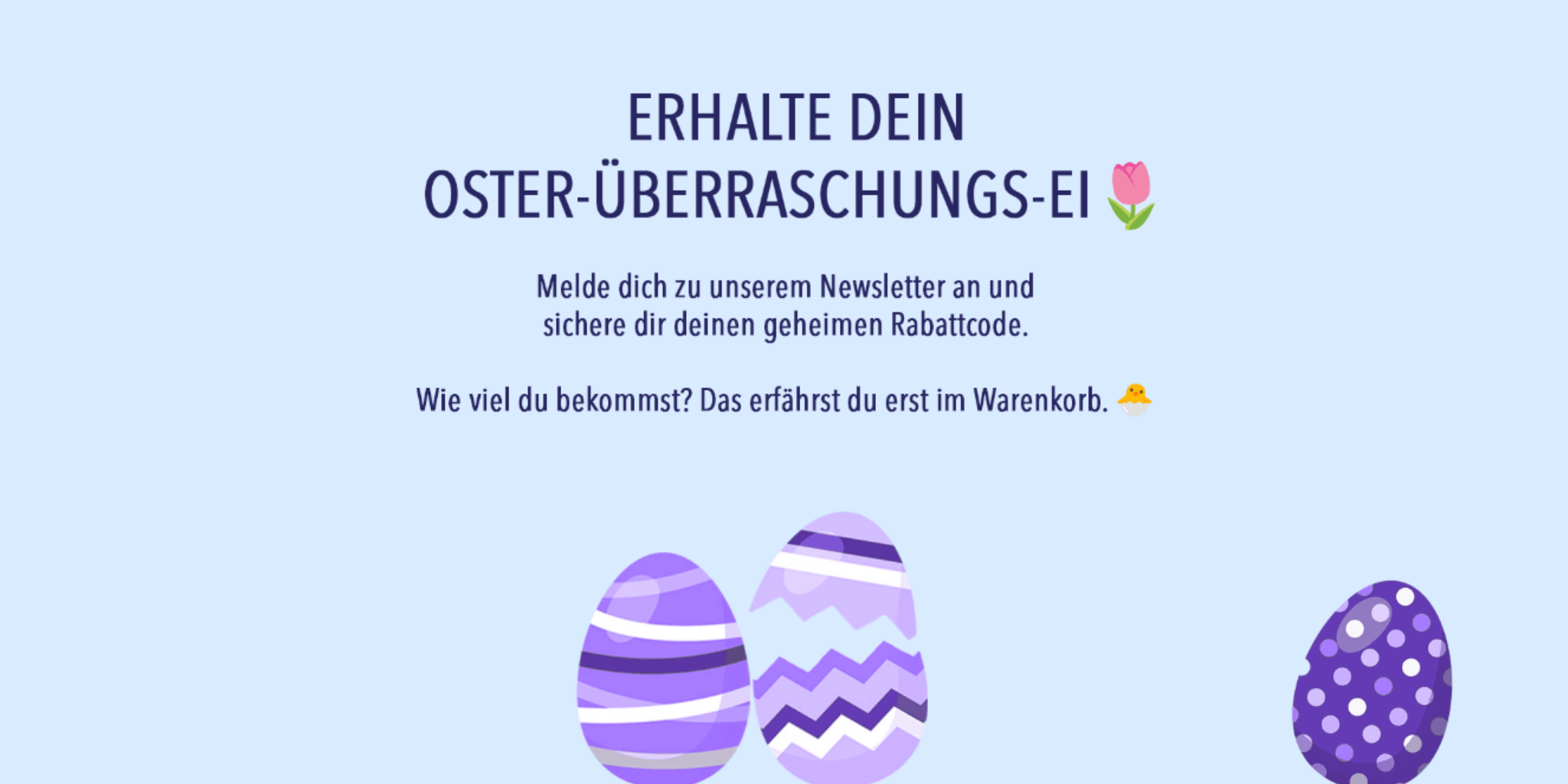 Ein Bildbanner mit Text und bunten Ostereiern.